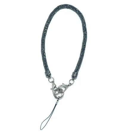Phone Charm Chain Diamond Wrist strap Rhinestone Bling Glitter Lanyard String Bracelet Keychain Ring Hook Cute Fashion for Women,Gray | Walmart (US)