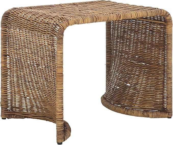 SAFAVIEH Home Collection - Zendy Honey Brown Wash Rattan Accent Table, Coastal Waterfall Silhouet... | Amazon (US)