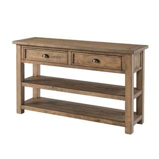 Benjara Coastal 50 in. Brown Standard Rectangle Wood Console Table with 2-Drawers | The Home Depot