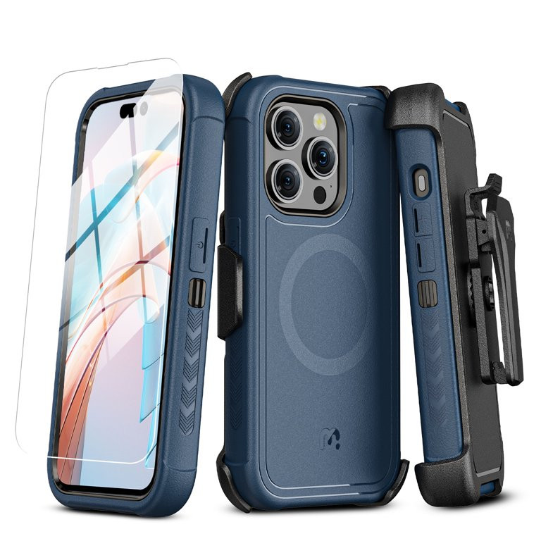 MYBAT Pro Shockproof Maverick Series Case for iPhone 15 Pro Max Case with Belt Clip Holster and T... | Walmart (US)