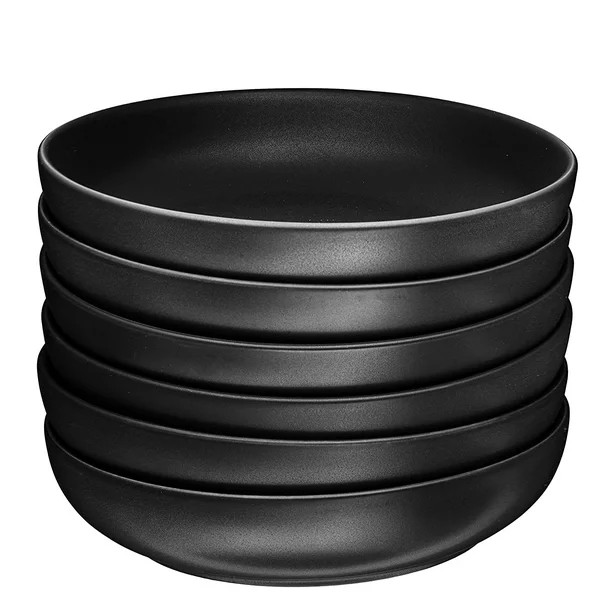 Bruntmor Ceramic Salad, Cereal And Pasta Bowls Set Of 6, Shallow Dinner Bowls That Are Oven, Micr... | Walmart (US)