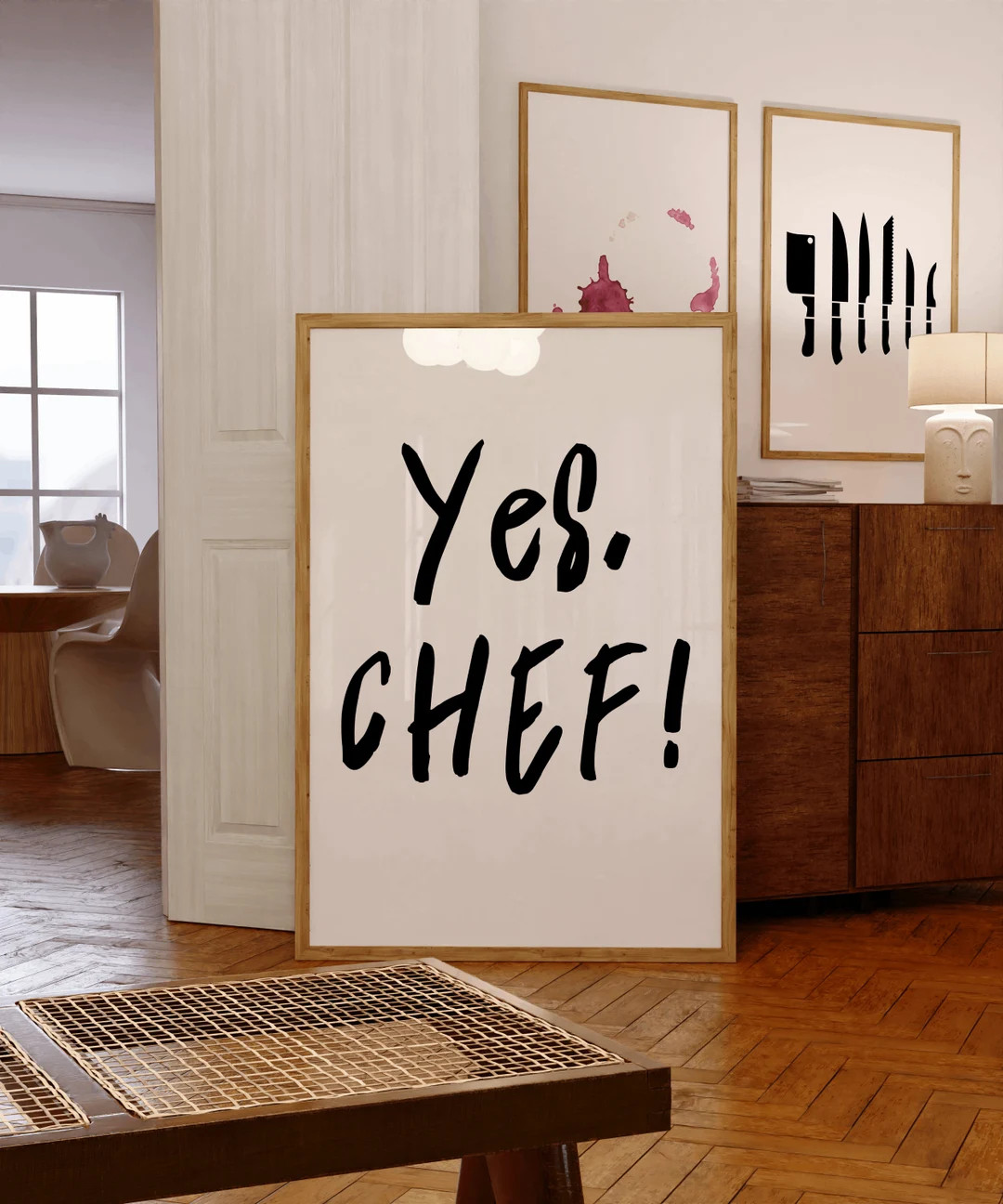 Yes Chef Poster Print Cute Kitchen Wall Art Typography Print Mid Century Modern Gift for Chef Min... | Etsy (US)