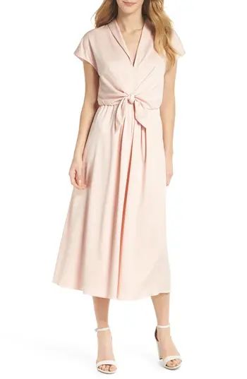 Women's Gal Meets Glam Collection Margie Tie Waist Satin Midi Dress, Size 2 - Pink | Nordstrom