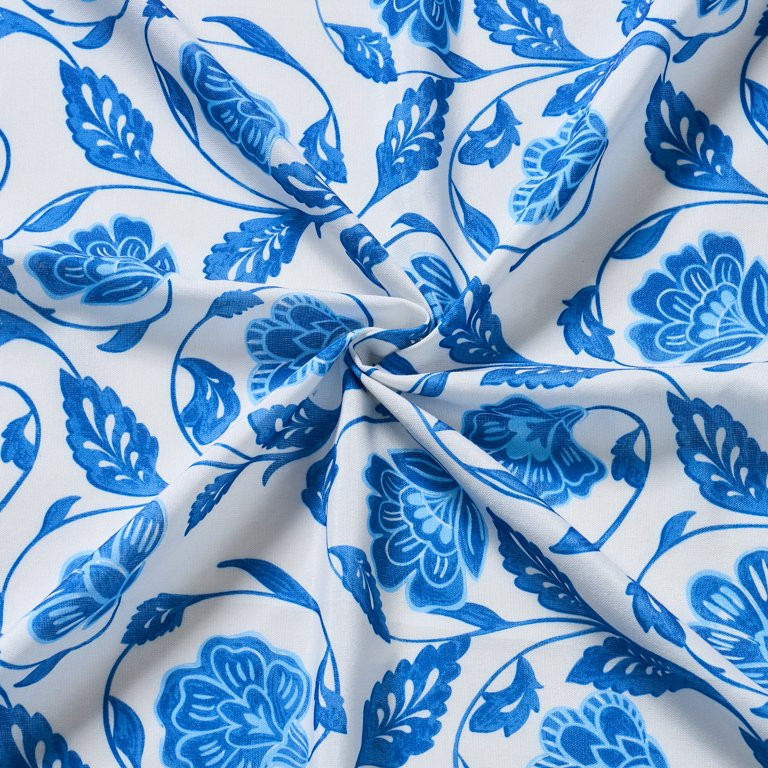 Mainstays by Becky G. & Alejandra Fabric Tablecloth, Blue Floral, 70" Round | Walmart (US)
