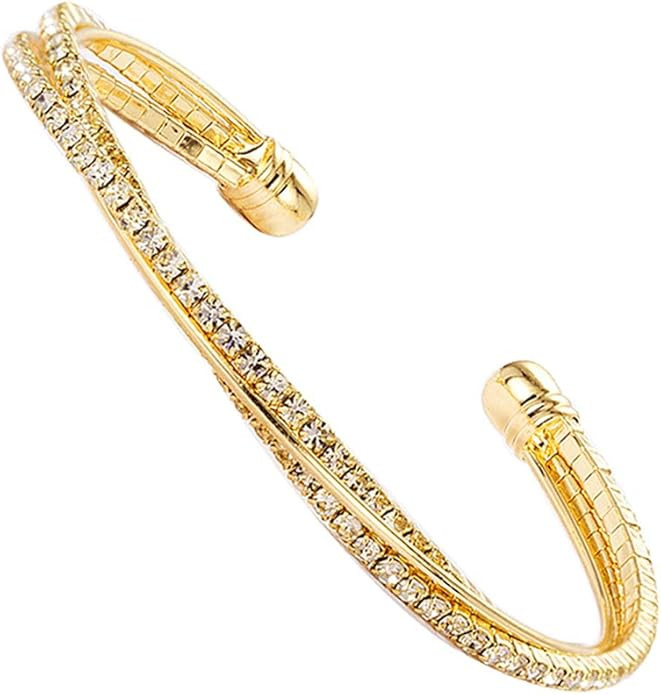 IDesign Valentine Day Gift Rhinestone Cuff Bracelet Bangle Sparkly Cute Bridesmaid Wedding jewelr... | Amazon (US)