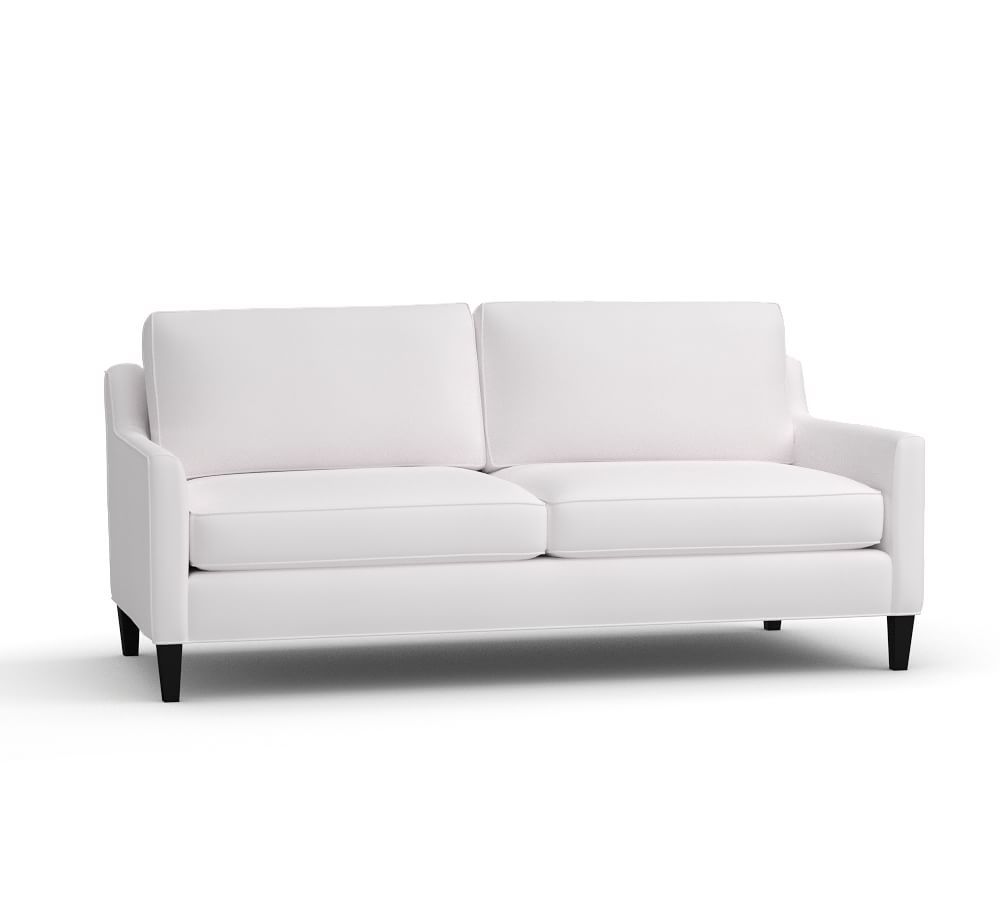 Beverly Upholstered Sofa 80", Polyester Wrapped Cushions, Twill White | Pottery Barn (US)