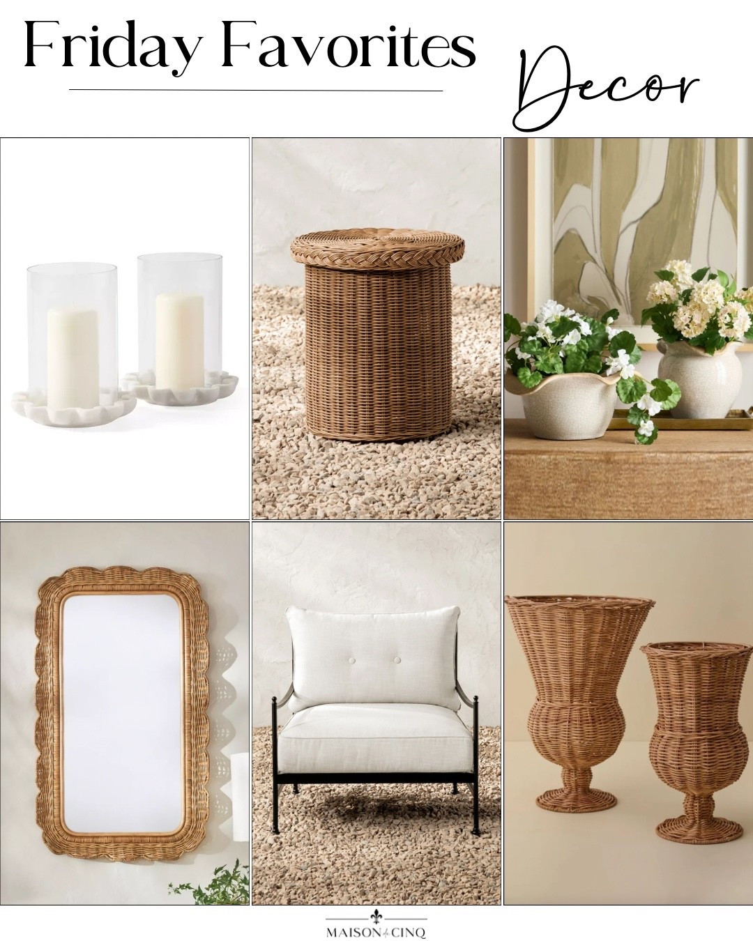 This week we’re sharing McGee outdoor faves ON SALE, wicker finds we love, the prettiest scalloped vessels and more!

Home decor, outdoor decor, planters, vases, pots, rattan vase, mirror, hurricanes, outdoor entertaining, patio furniture, outdoor furniture

#LTKHome
