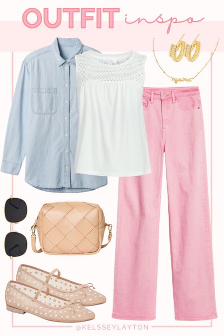 Outfit idea, pink jeans, old navy, Walmart fashion, mesh ballet flats, Target crossbody 

#LTKfindsunder50 #LTKSeasonal #LTKshoecrush