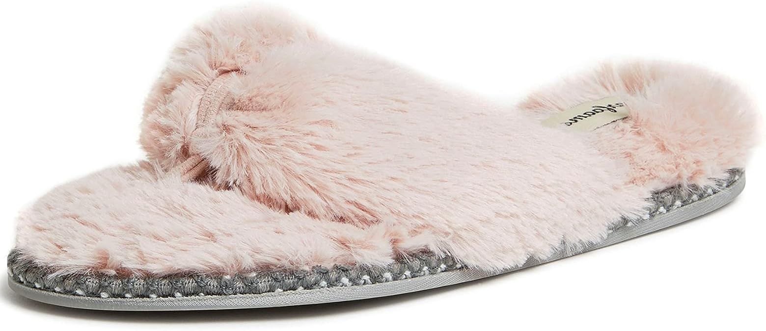 Dearfoams Women's Marie Furry Thong Slipper | Amazon (US)