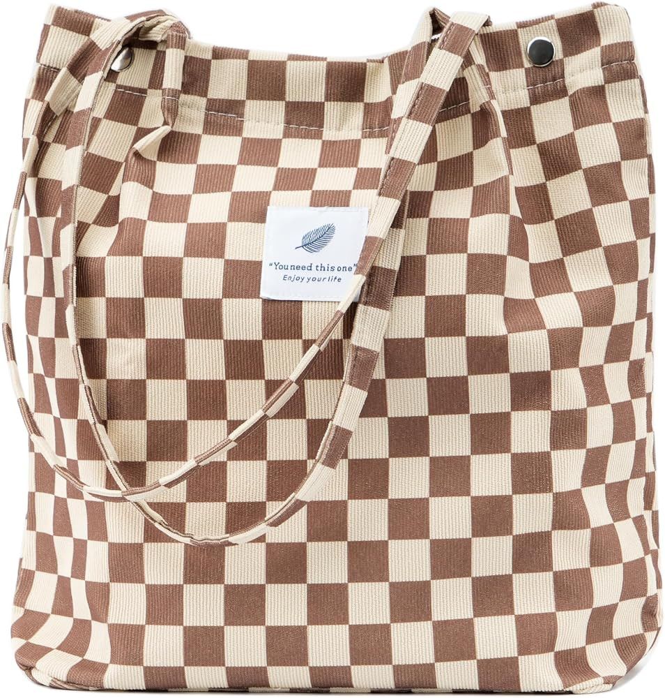 TOPASION Cute Corduroy Tote Bag Canvas Shoulder Handbags for Women Travel Shopping | Amazon (US)