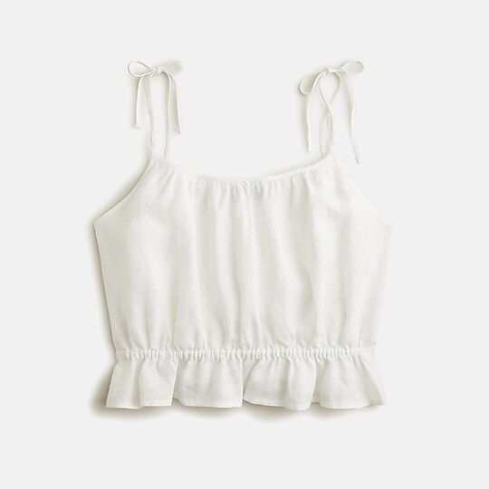 Ruffle-waist tank in linen | J.Crew US