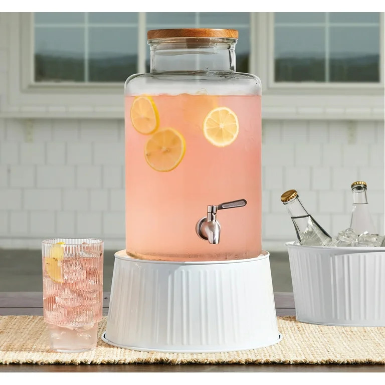 Better Homes & Gardens White Round Dispenser Stand, Ice Bucket, Metal Bucket | Walmart (US)