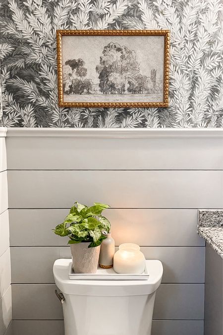 Powder room decor, cozy small bathroom design

#LTKhome #LTKfamily #LTKstyletip