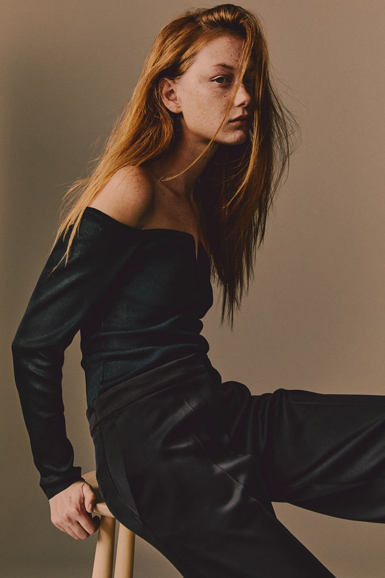 Wide-leg Satin Pants - Black - Ladies | H&M US | H&M (US + CA)