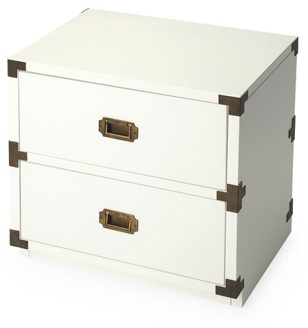 Edin Campaign 2-Drawer Nightstand, White | One Kings Lane