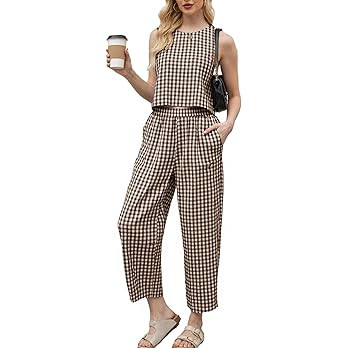 2 Piece Sets For Women 2026 Summer Matching Wide Leg Crop Pants Outfits Travel Vacation Beach Lou... | Amazon (US)