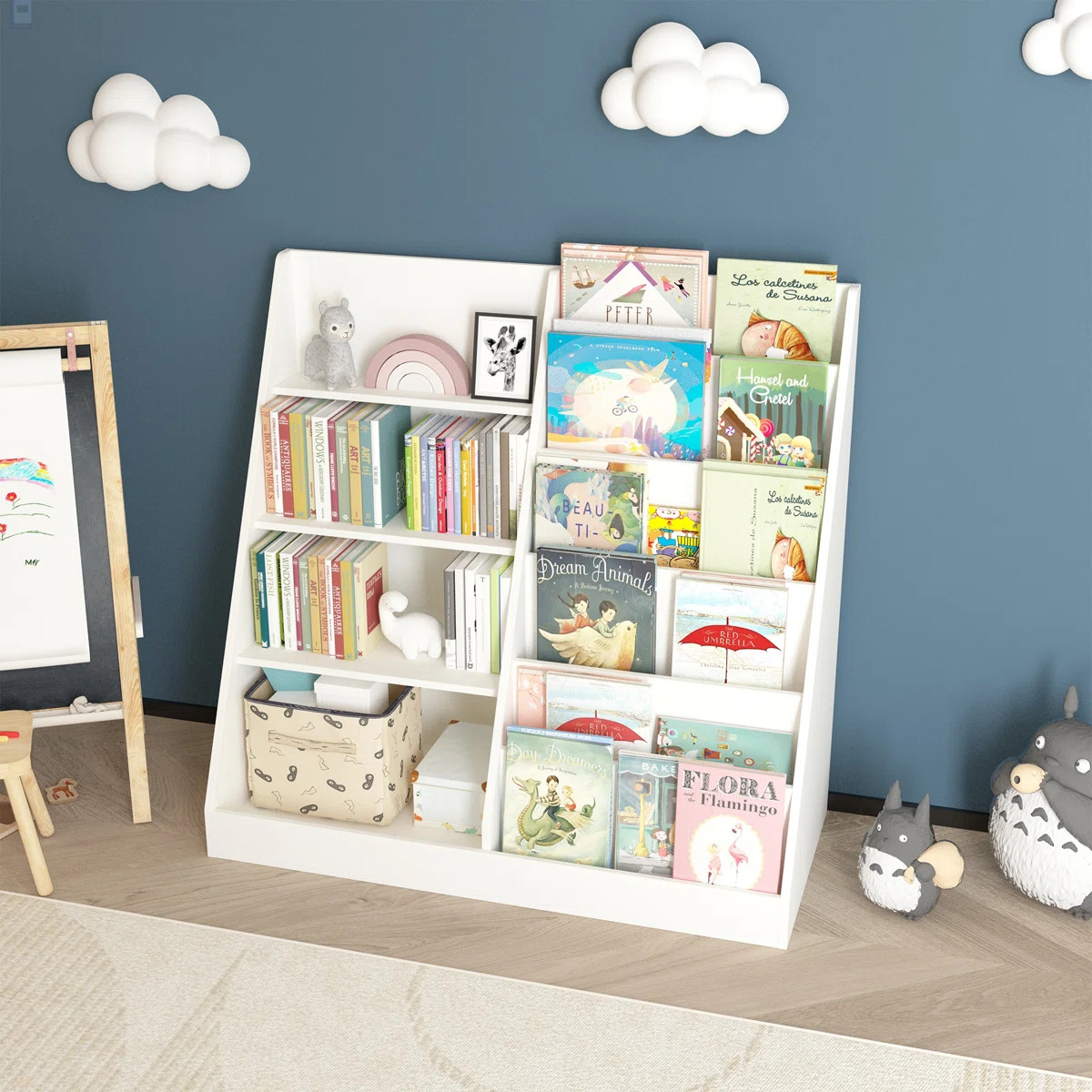 Kids Bookshelf And Toy Storage Organizer, Multifunctional 4 Tier Wooden Kids Book Shelf With  Boo... | Wayfair North America