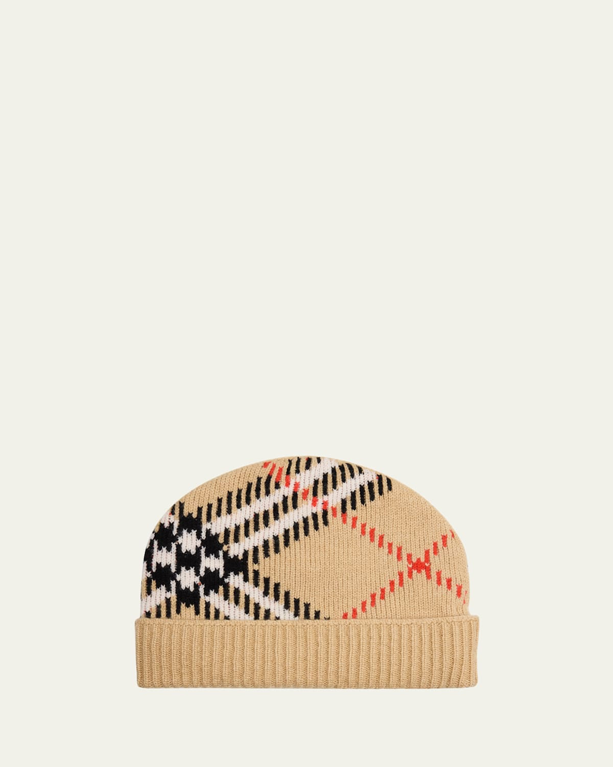 Check Cashmere-Blend Knit Beanie | Bergdorf Goodman