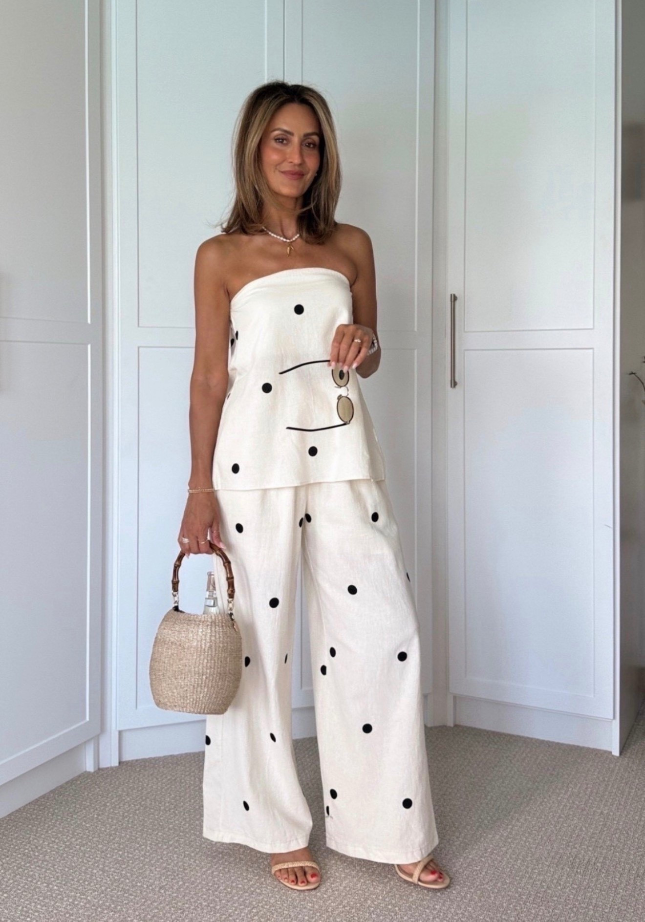 One of my favorite Amazon sets - I wore it for dinner with my family! It’s under $50 and has such a pretty and elevated feel. I’m wearing a size small for reference. My honeycomb bag is a bit of a splurge but on sale right now with code SPRING20

#LTKFindsUnder50 #LTKSeasonal #LTKootd