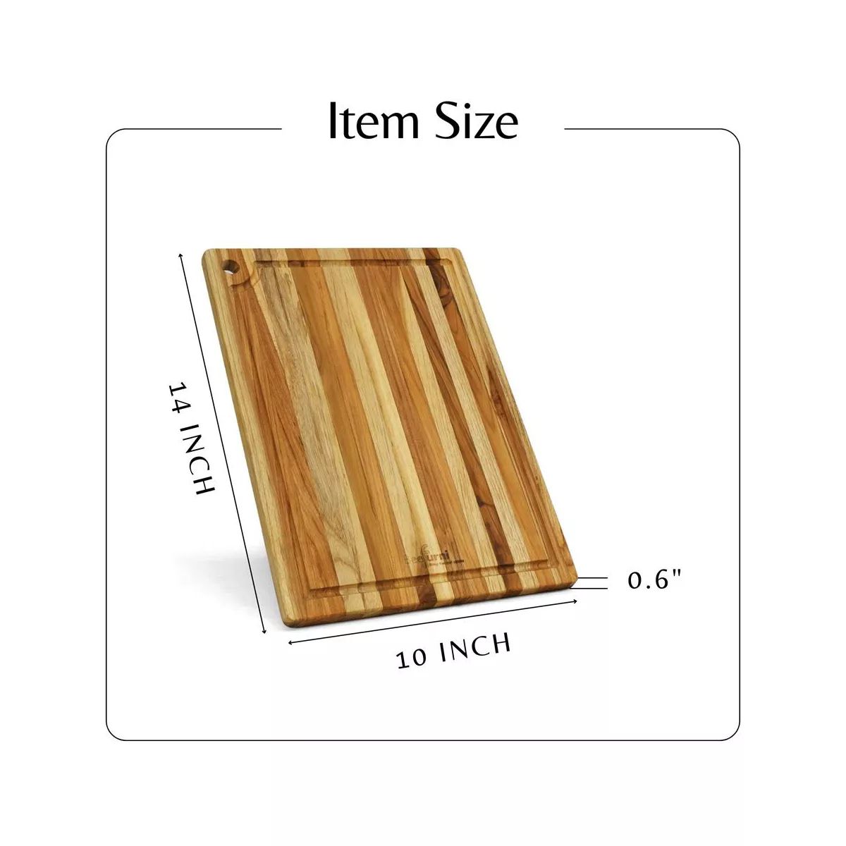 Reversible Rectangular Teak Cutting Board, Multi-Purpose Food Safe Thick Board, Small Size 14x10x... | Target