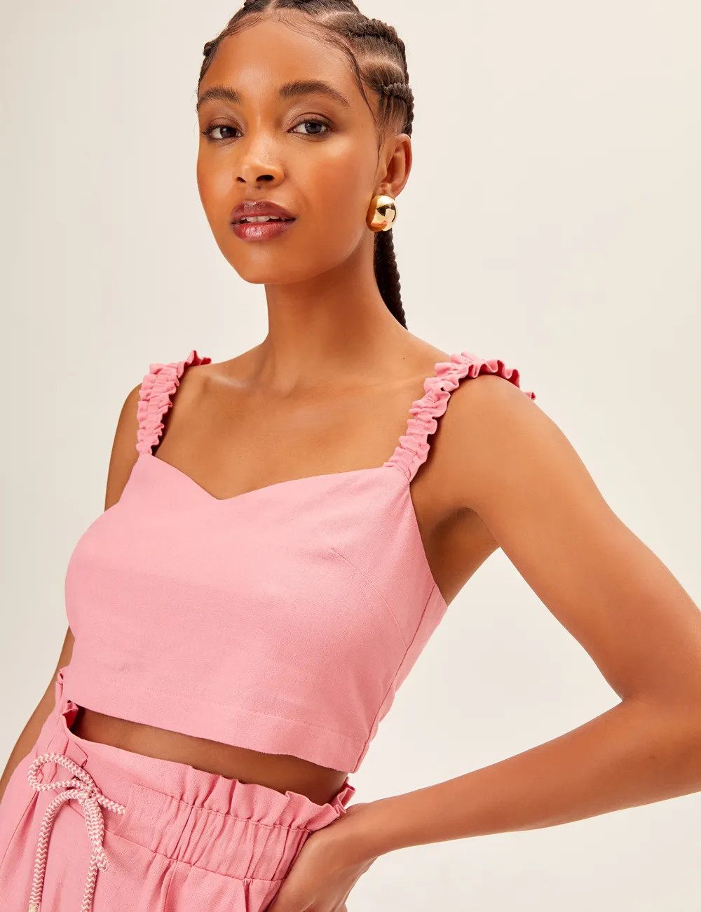 Blusa Cropped Alça Babado | OffPremium (BR)