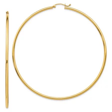 14k Yellow Gold Hoop Earrings (2.9IN Long) | Walmart (US)