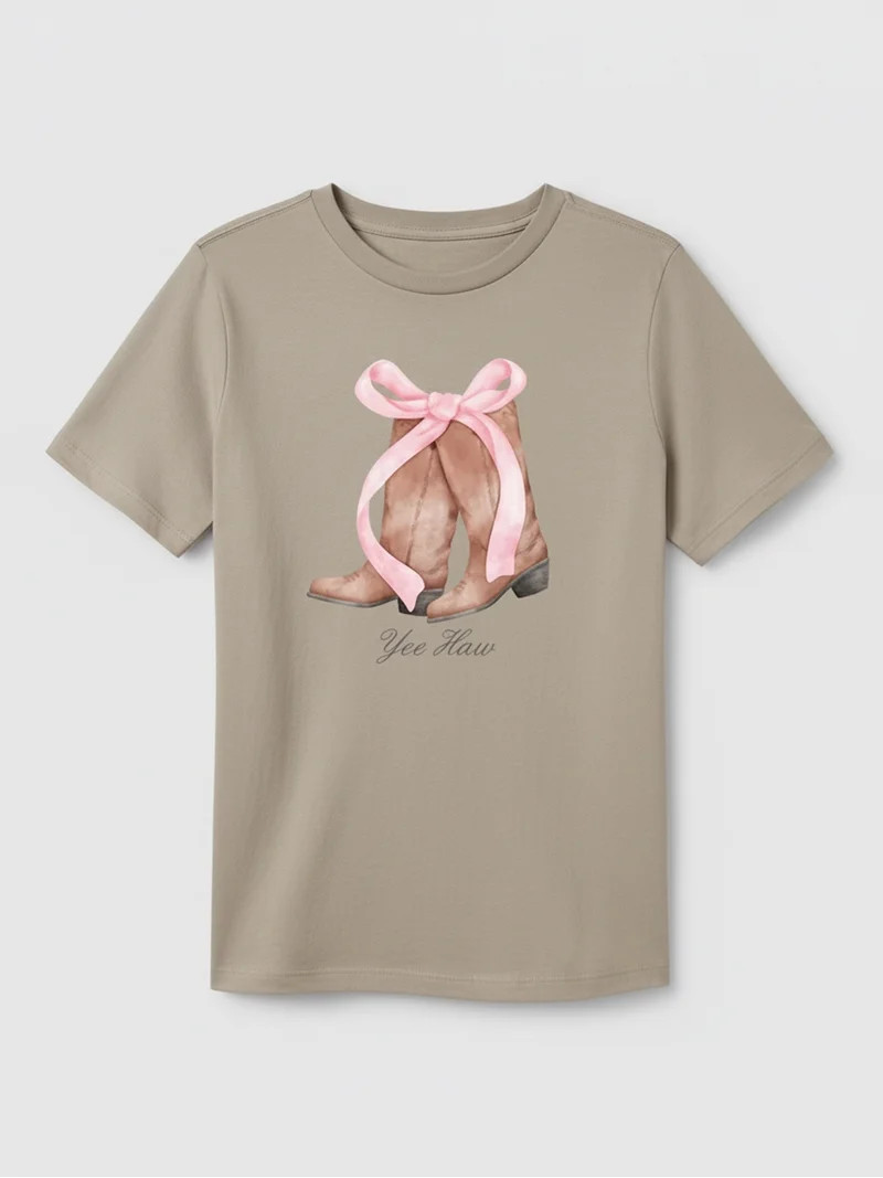 Yee Haw Boots Bow Women's Graphic Everyday Tee with Short Sleeves, Sizes XXS-XXL | Walmart (US)