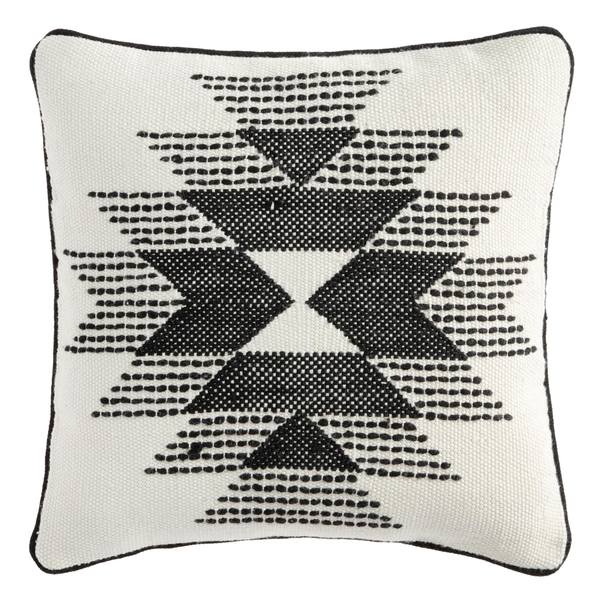 Black and Ivory Rise Indoor Outdoor Patio Throw Pillow by World Market | World Market