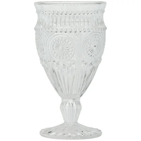 The Pioneer Woman Adeline Embossed 12oz Footed Glass Goblets, Set of 4 | Walmart (US)