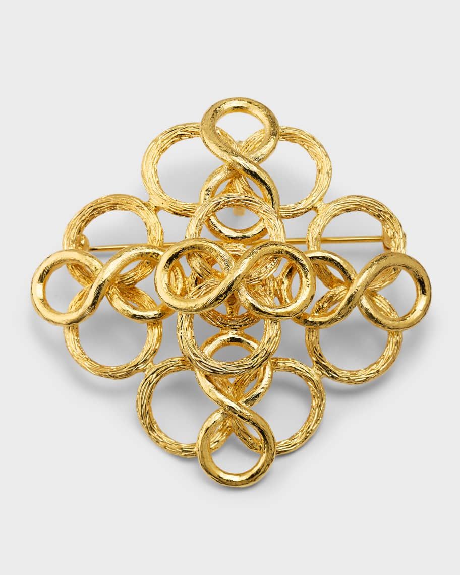 Kenneth Jay Lane Satin Gold-Tone Fancy Swirls Pin | Neiman Marcus