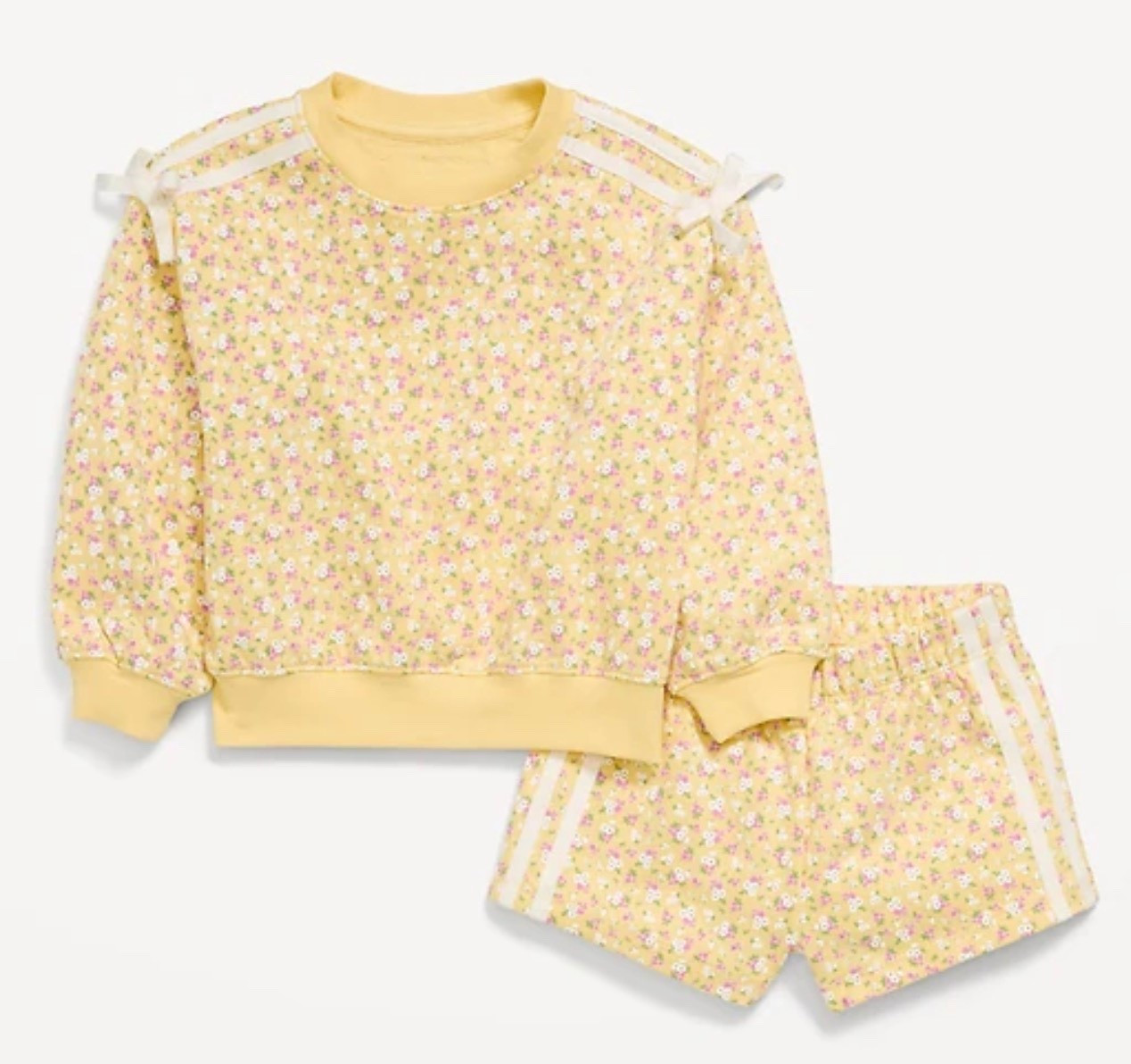 So many signs of spring! Matching sets, play clothes, toddler girls matching set, yellow floral set