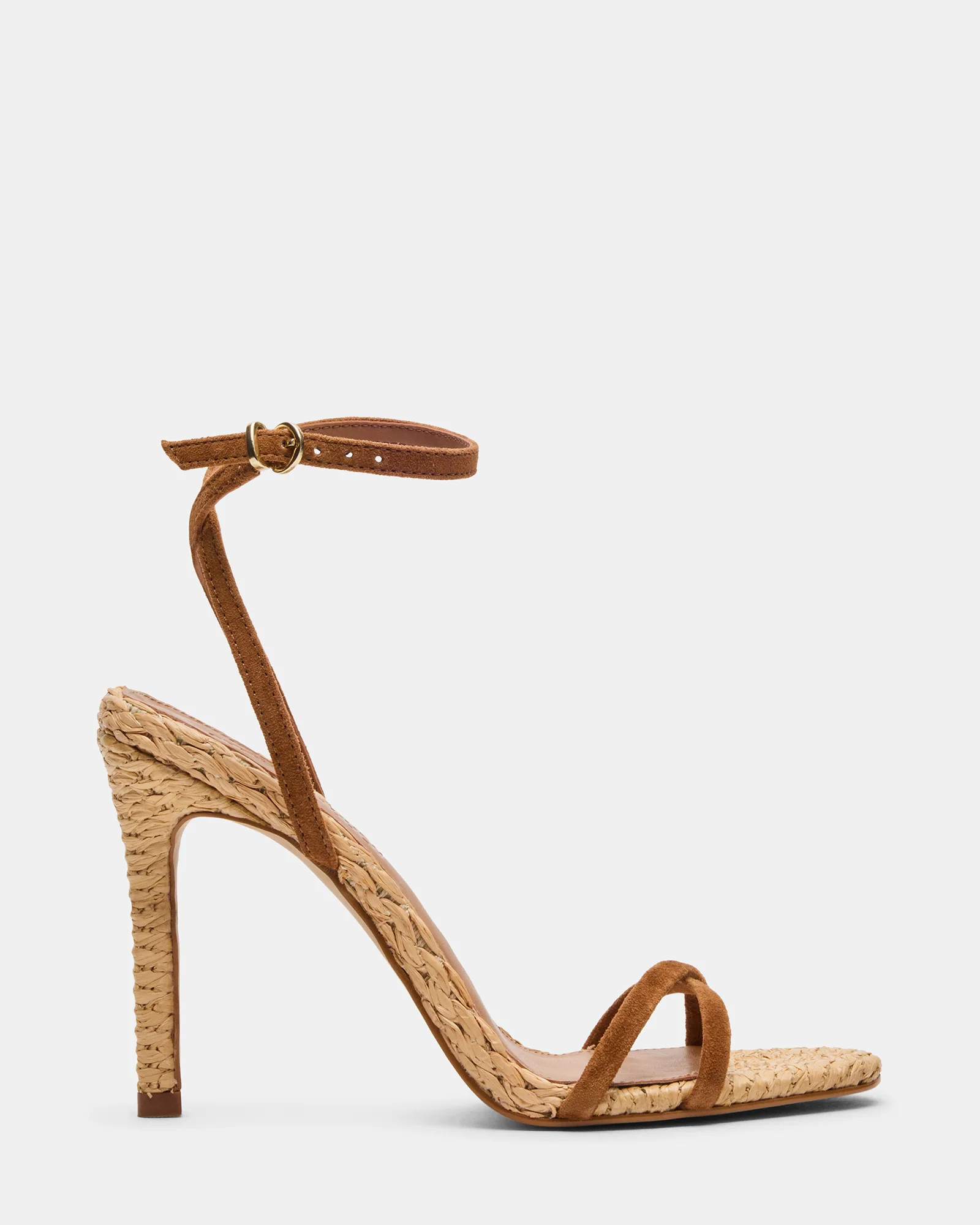 JYPSEY Chestnut Suede Raffia Strappy Stiletto Women's Heel | Steve Madden (US)
