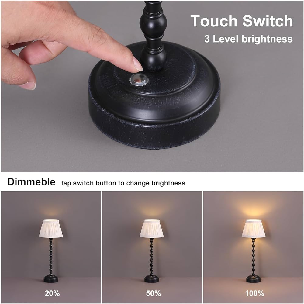 DAWALIGHT Cordless Table Lamp LED with Dimmer, Built-in Rechargeable Battery, 3-Level Brightness,... | Amazon (US)