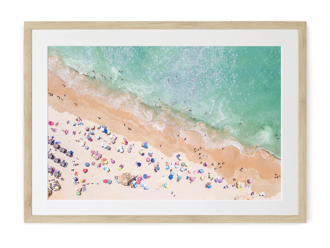 Pastel Beach FRAMED Wall Art, Modern Large Poster, Aerial Beach Photography Framed - Etsy | Etsy (US)