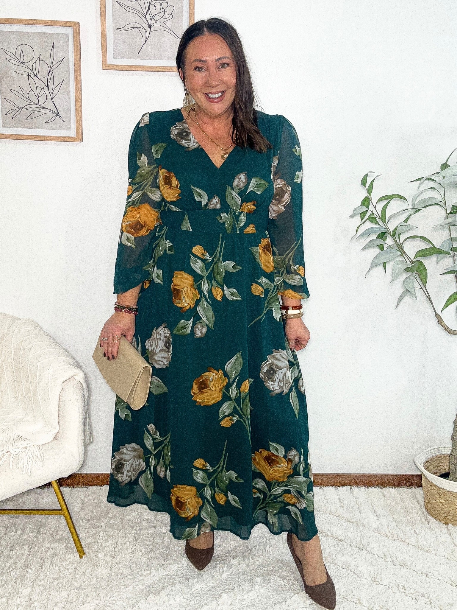 The prettiest boho vibes dress for fall! XL! Fully lined! Linked similar heels! Clutch has been a fave for years now!

#LTKMidsize #LTKSeasonal #LTKFindsUnder50