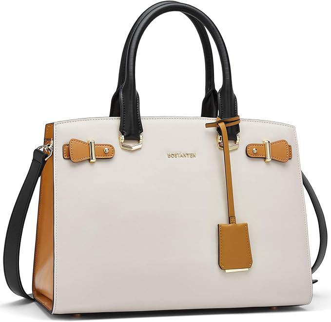 BOSTANTEN Women Leather Handbag Designer Satchel Purses Top Handle Shoulder Totes Crossbody Bag | Amazon (US)