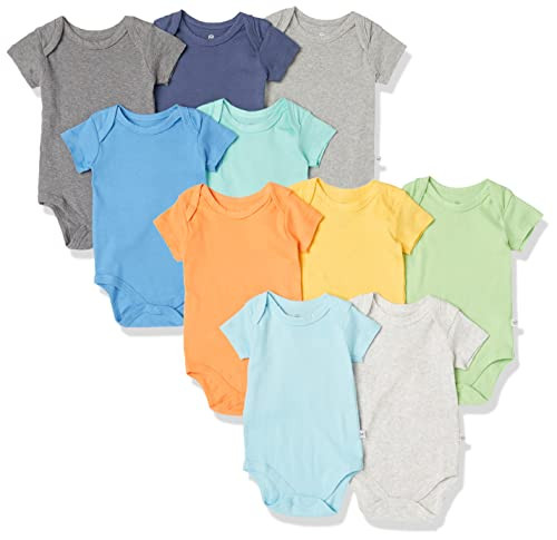 HonestBaby Baby 10-Pack Organic Cotton Short Sleeve Bodysuits, Gift Box Rainbow Boy, Newborn, preemie | Amazon (US)