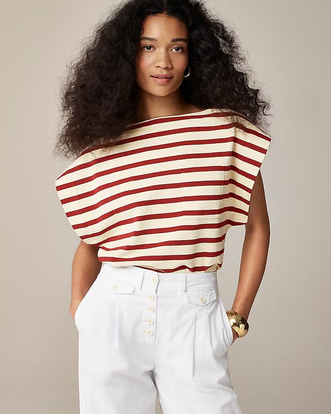Boatneck muscle T-shirt in stripe mariner cotton | J.Crew US