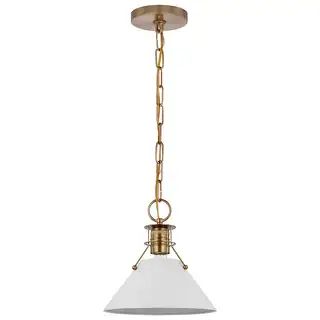 Outpost 1 Light Large Pendant Matte White with Burnished Brass - Overstock - 35242254 | Bed Bath & Beyond