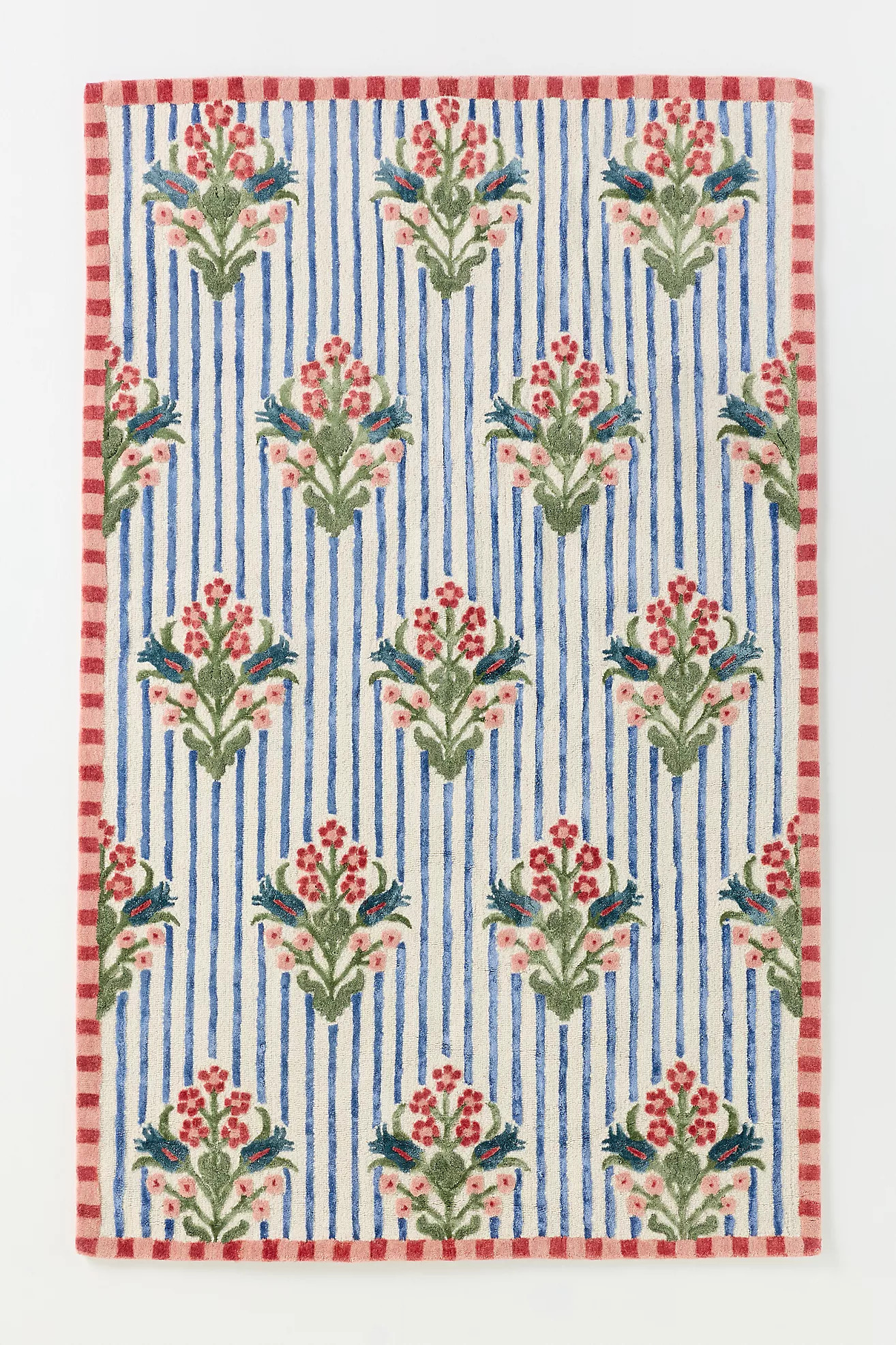 Tufted Wool-Viscose Blend Floral Striped Rug | Anthropologie (US)