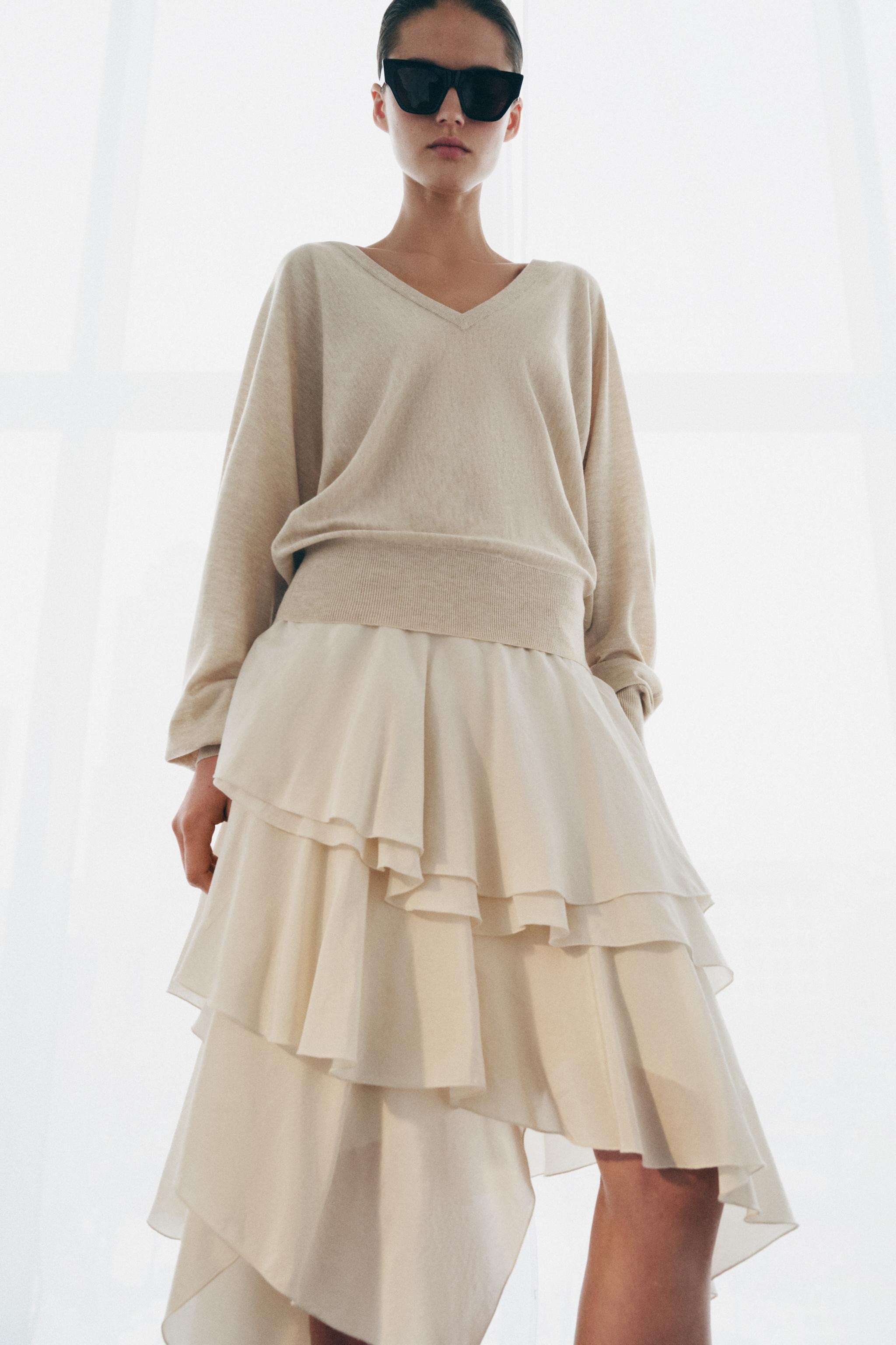 ZW COLLECTION FLOWING RUFFLE SKIRT | Zara UK