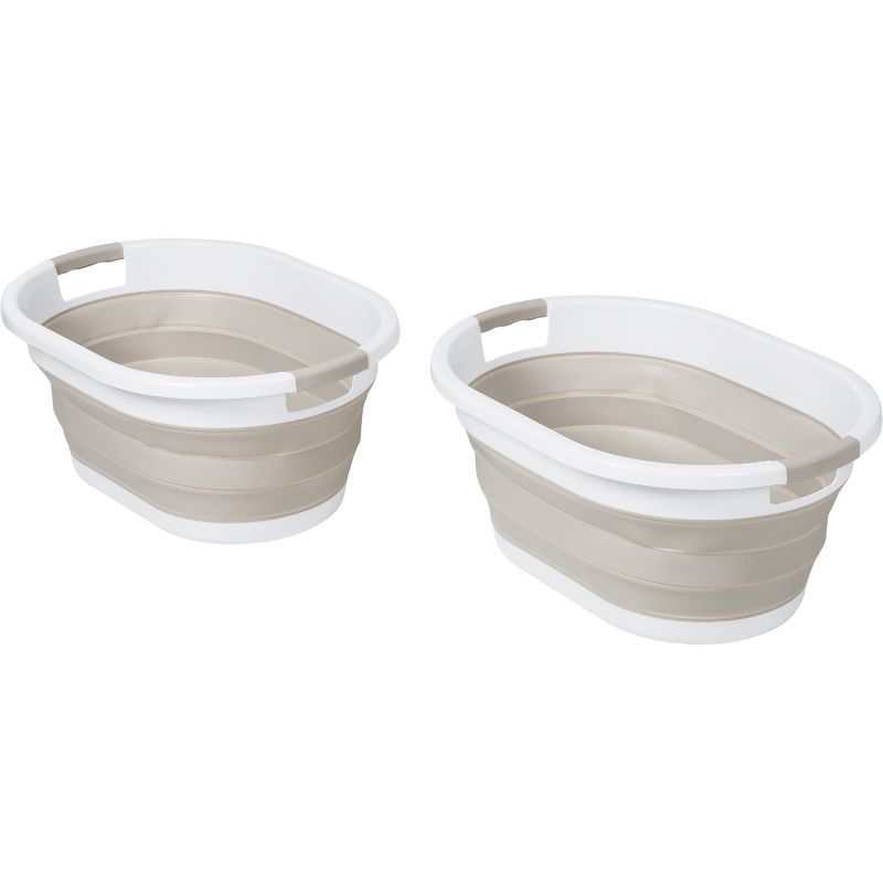 Honey-Can-Do Set of 2 Collapsible Hampers Warm Gray/White | Target