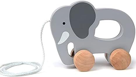 (Elephant) - Hape Elephant Wooden Push and Pull Toddler Toy,Grey | Amazon (US)