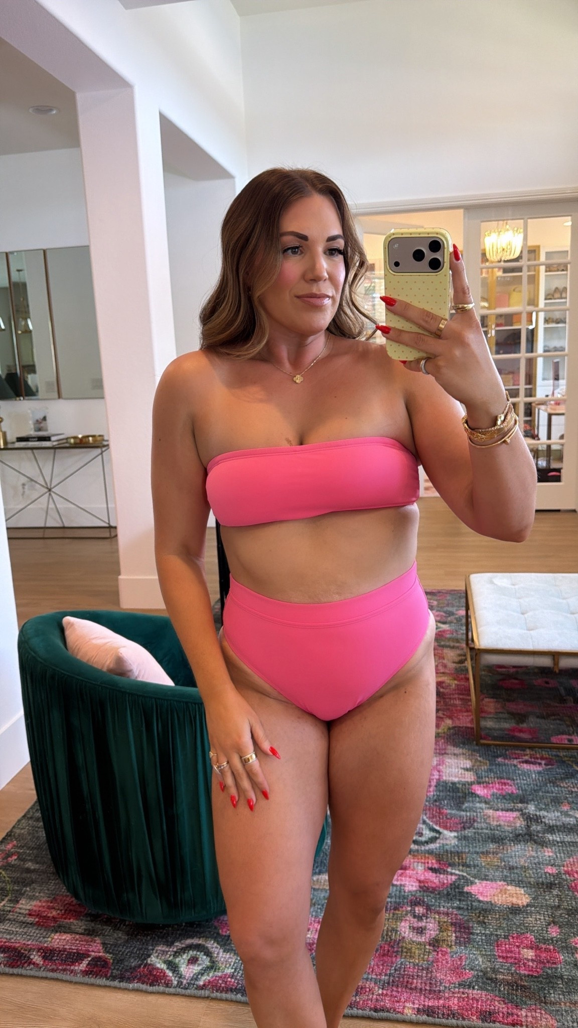 curvy midsize pink bikini swim look! wearing size large in top and bottom. straps are removable! 🩷 @Spanx

#LTKSeasonal #LTKMidsize #LTKSwim