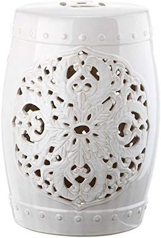 Safavieh Flora Glazed Ceramic Decorative Garden Stool, Antique White | Amazon (US)