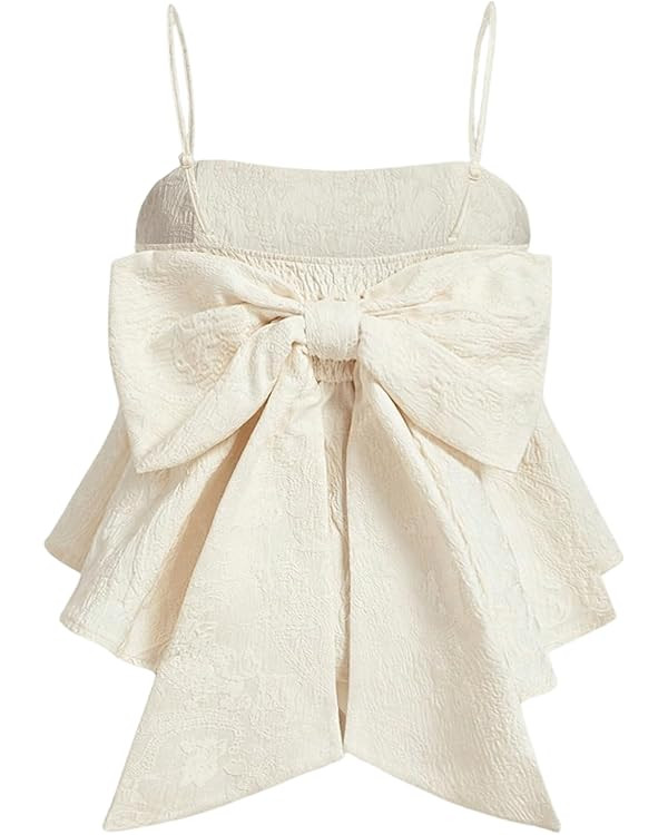 Women's Cute Knot Bow Back Flared Cami Tops Elegant Ruffle Hem Summer Camisole | Amazon (US)