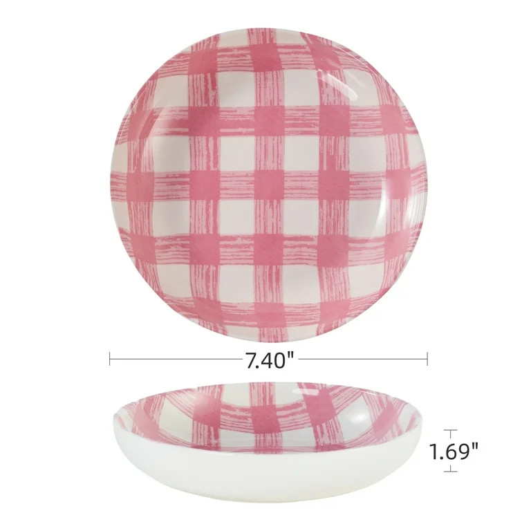 Way to Celebrate Ceramic Easter Dinner Bowls with Checkers, Mixed Colors, Set of 4 | Walmart (US)