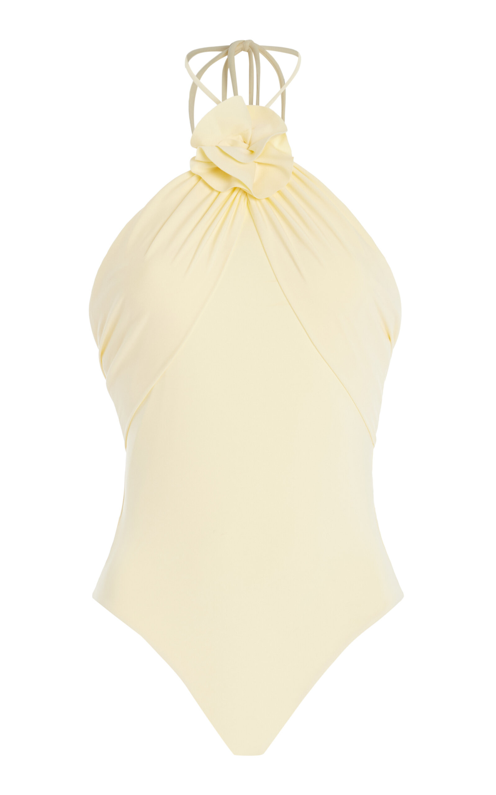 Maygel Coronel - Agapi Floral-Appliquéd Halter One-Piece Swimsuit - Yellow - OS - Moda Operandi | Moda Operandi (Global)