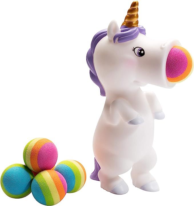 Hog Wild White Unicorn Popper Toy - Shoot Foam Balls Up to 20 Feet - 6 Rainbow Balls Included - A... | Amazon (US)