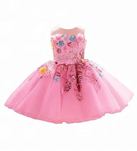 Charming Toddler Pink Flower Girl Dress for Wedding Floral Embroidered Girls Formal Dress for Girl Birthday Party Dresses Pageant Wedding Party Communion Gowns Size 10 | Amazon (US)